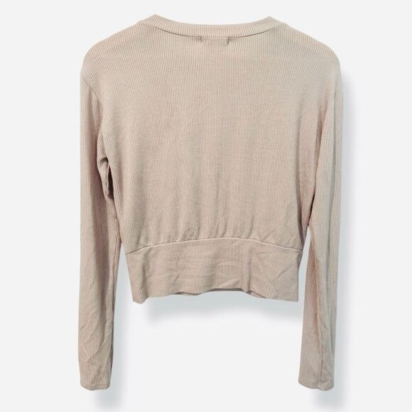 Böhme Beige Ribbed Long Sleeve Pullover Sweater Top Women's Size Small - Picture 2 of 5